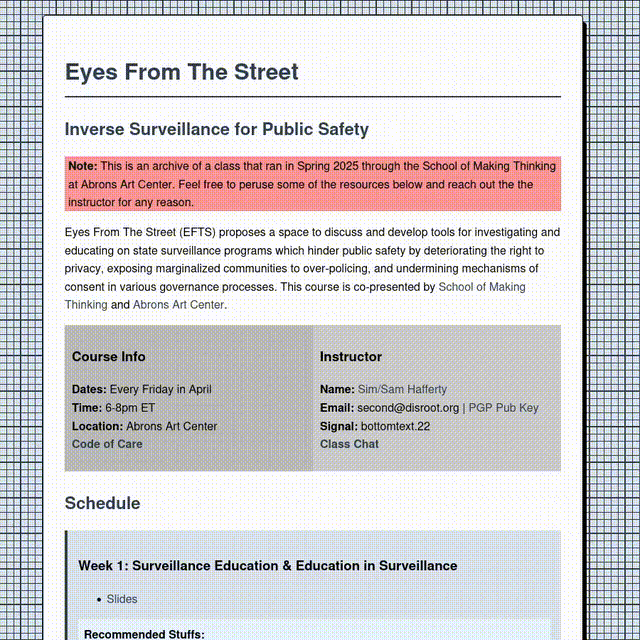 A gif scrolling through a course website.